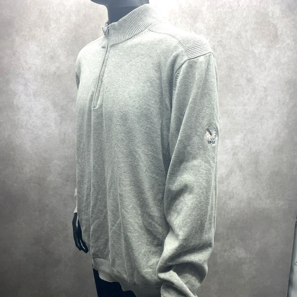 Greg Norman 1/4 Zip Pull Over Men 2XL Grey Cotton Blend Indian Valley Golf Lined